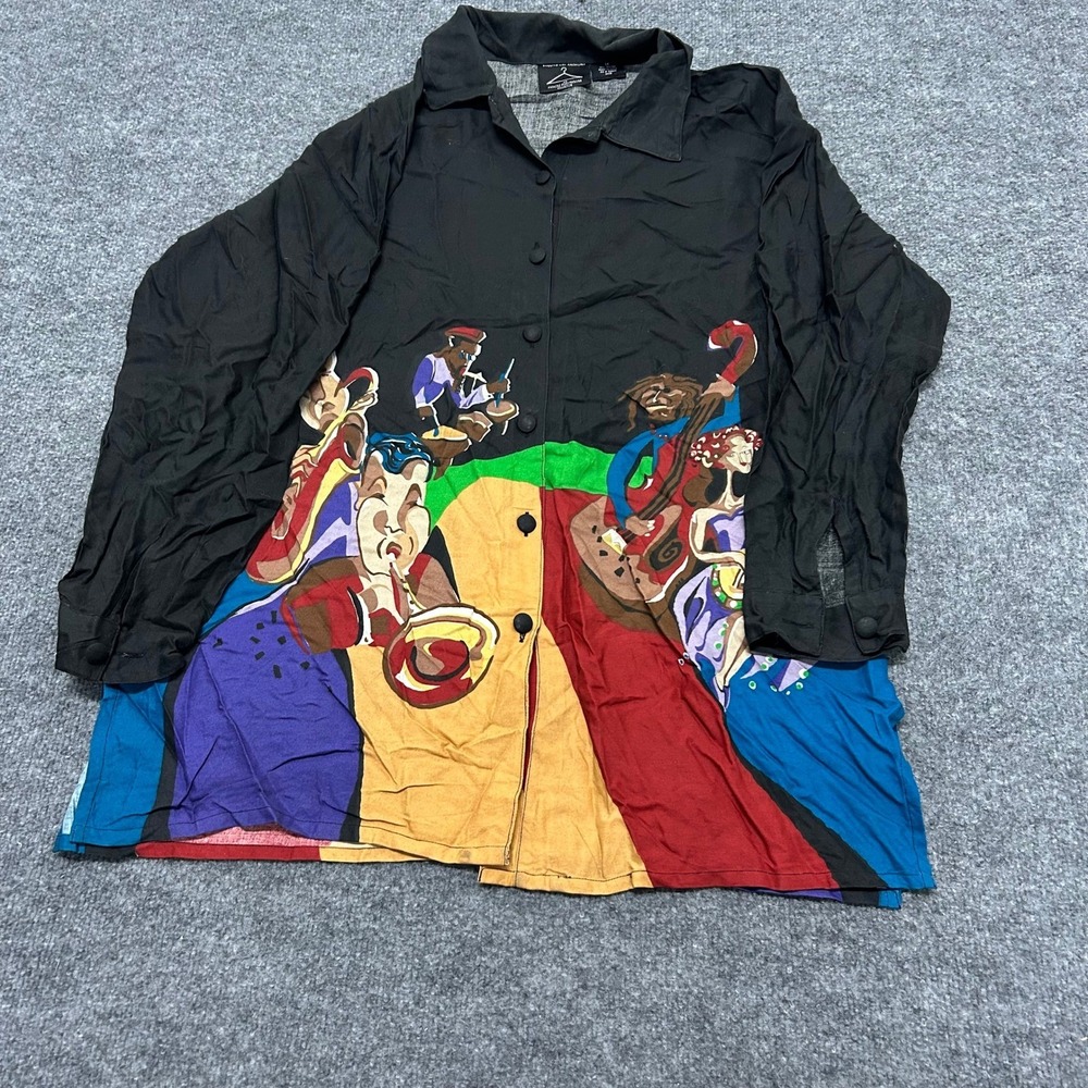 Anthony Mark Hankins Shirt Womens Size 1X Black Jazz Band Graphic Art Print